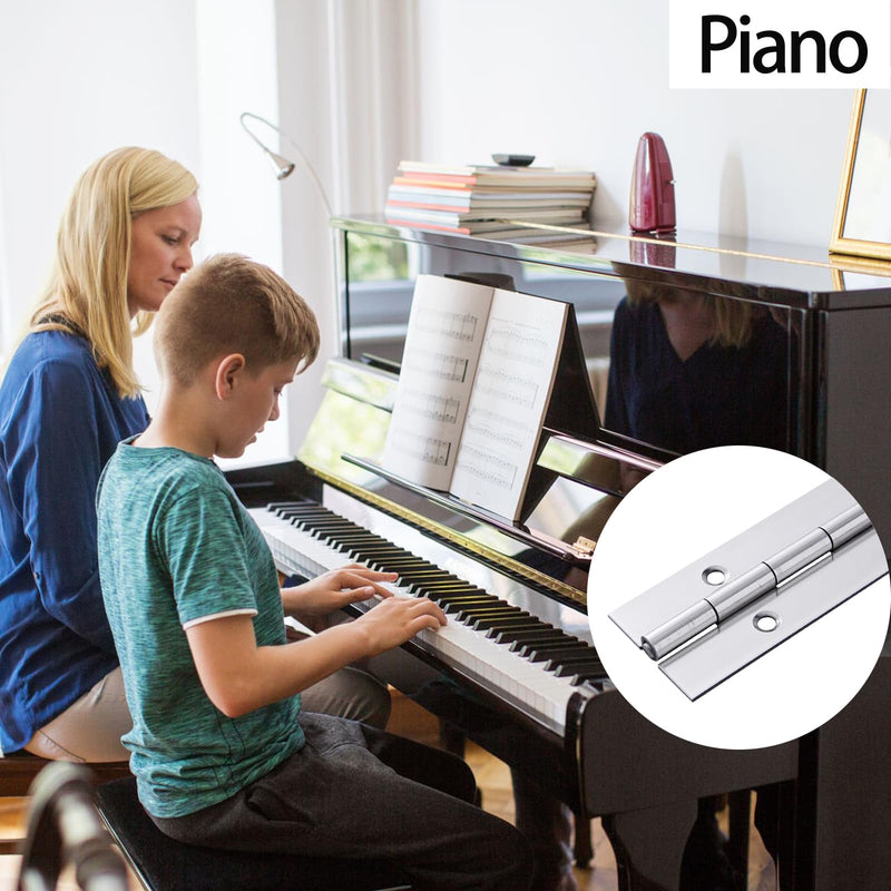 [Australia - AusPower] - 2 Pack Heavy Duty Piano Hinge 12 Inch x 3 Inch Stainless Steel Continuous & Piano Hinges with Holes, 12" Continuous Hinges for Cabinet, Door, DIY Wood Boxes, 0.060" Leaf Thickness, 3" Open Width 