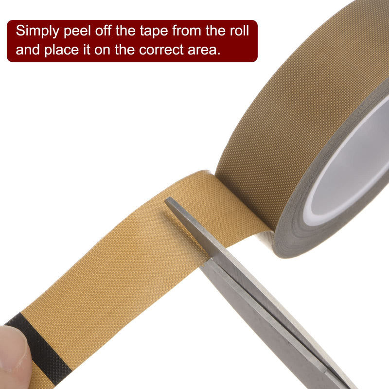HARFINGTON Fabric PTFE Tape Roll, 0.5" x 33 ft High Temperature PTFE Adhesive Tape 0.18mm Thickness for Vacuum Sealer Machine Hand Impulse Sealers, Brown