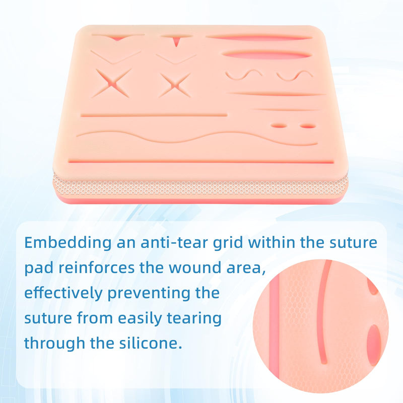 [Australia - AusPower] - Suture Practice Pad Three-Layer Silicone Skin Kit, Upgraded 17 pre-Cut Wounds, Suture Pad for Medical and Veterinary Students Training 