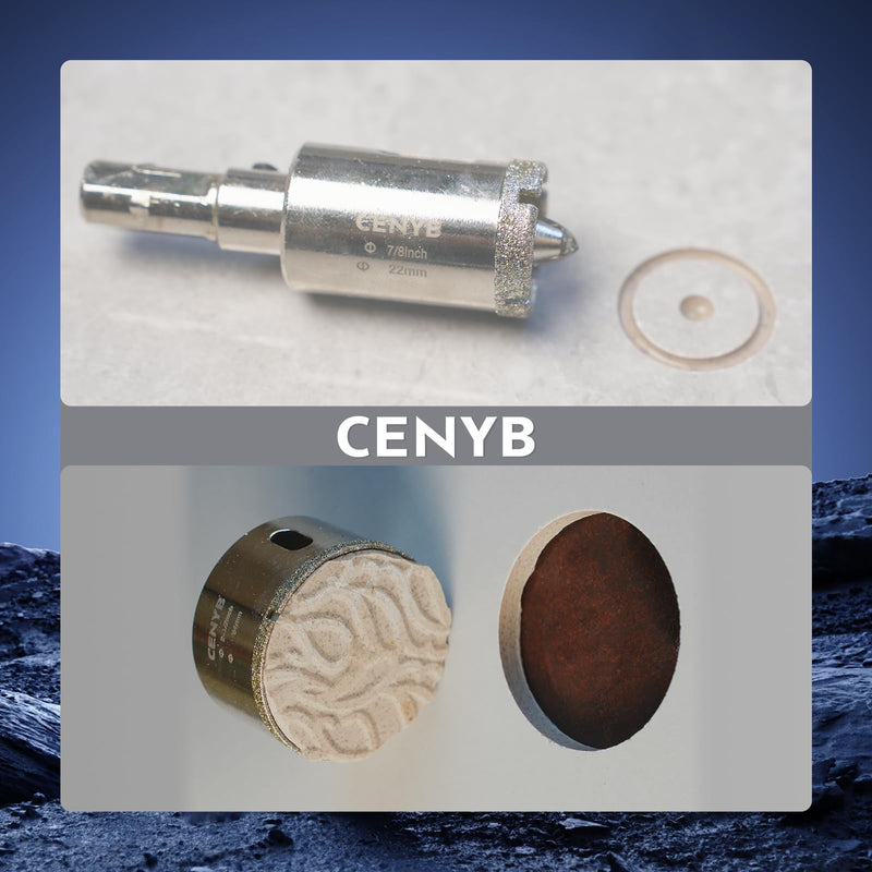 5-1/8inch | 130mm Diamond Hole Saw with Center Drill bit and Diamond-Coated Center Drill bit for Ceramic Glass Marble Fiberglass Granite and Porcelain Tiles by CENYB 130mm | 5-1/8inch