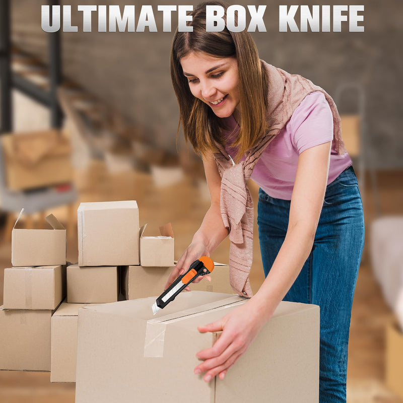 [Australia - AusPower] - 4 Pack Box Cutter, Utility Knife, Box Cutter Retractable with 18mm Snap-Off Blade, Box Cutters for Paper, Plastic, Cardboard, Box Cutter Knife, Razor Knife, Utility Knife Retractable 4 Pack 