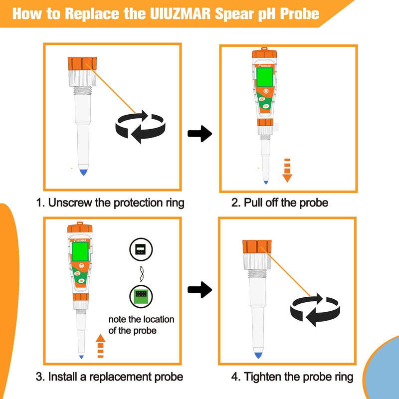 [Australia - AusPower] - pH Meter Calibration Solution(4.00&7.00) and Replacement pH Probe for UIUZMAR Spear Food pH Meter 