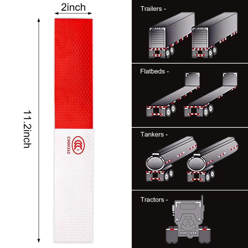 20Pcs Reflective Tape, Red/White Self-Adhesive Trailer Reflector Outdoor Waterproof Safety Caution Warning Stickers for Trailers, Trucks, Boats, Cars, Road Signs 20PCS