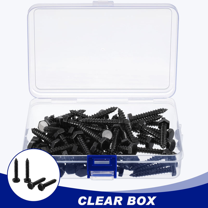 [Australia - AusPower] - Blulu 60 Pcs 304 Hex Head Lag Screws Stainless Steel Lag Bolts for Wood Plain Finish Hexagon Head Wood Screws(Black, 1/4'' x 1-1/2'') 1/4'' x 1-1/2'' Black 