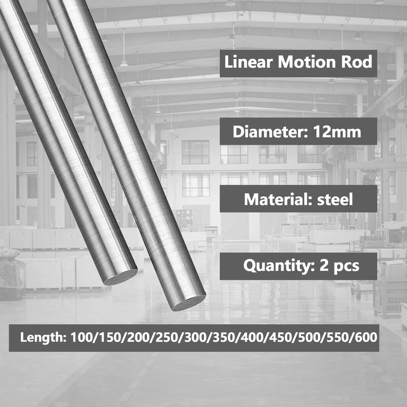 [Australia - AusPower] - 2Pcs 12mm x 350mm Linear Rail Rod Shaft Case Hardened Chrome Linear Motion Guide for 3D Printer 350 Diameter 12 