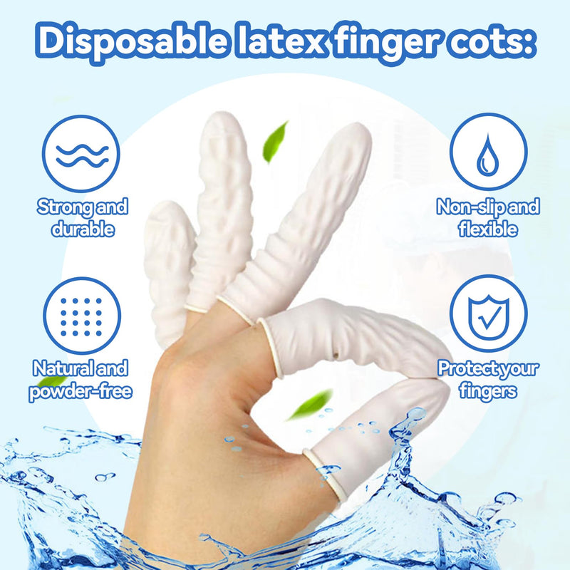 [Australia - AusPower] - 280 PCS Finger Cots - Disposable Medium Finger Gloves Finger Protector Rubber Fingers Cover Finger Shields Finger Sleeves for Beauty Nail Art Tattoo Industrial Electric Finger Cot(White) 