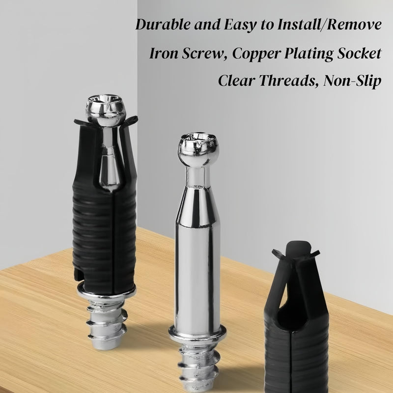 [Australia - AusPower] - Upgrade Cam Locks for Solid Hardwood Furniture, 50 Pack Screws and Sockets Set with Mounting Drill, Invisible Connecting Screw Socket Kit Fastener Nut Connectors Tornillos para Madera 