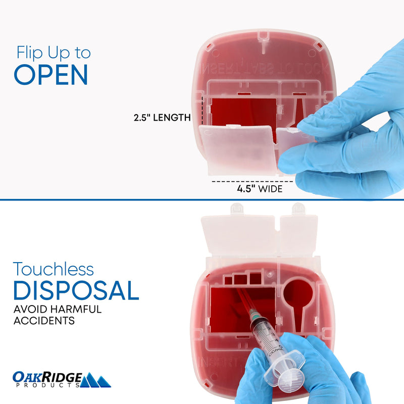 [Australia - AusPower] - Oakridge Products Sharps Container for Home Use and Professional 1 Quart (1-Pack), Biohazard Needle and Syringe Disposal, Flip-up Lid with Integrated Needle Inwinder, CDC Certified 