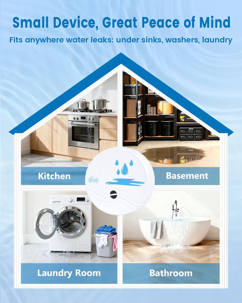 5 Pack Water Leak Detectors for Home, 100dB Waterproof Water Sensor Alarm Leak Detector for Basements, Bathrooms, Laundries, Sinks, and Windows(Battery Included) 5
