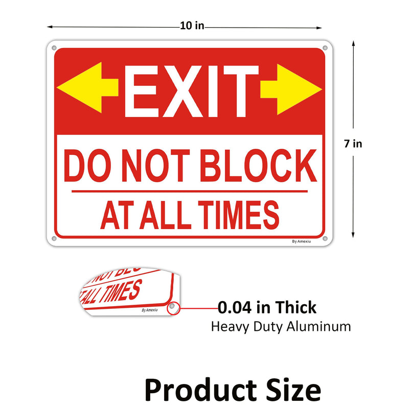 Amexiu Fire Exit Sign with Arrows, Emergency Exit Do Not Block Signs, 10 x 7 Inches, Fade Resistant&Rust-Free Aluminum,4Pack 4PACK
