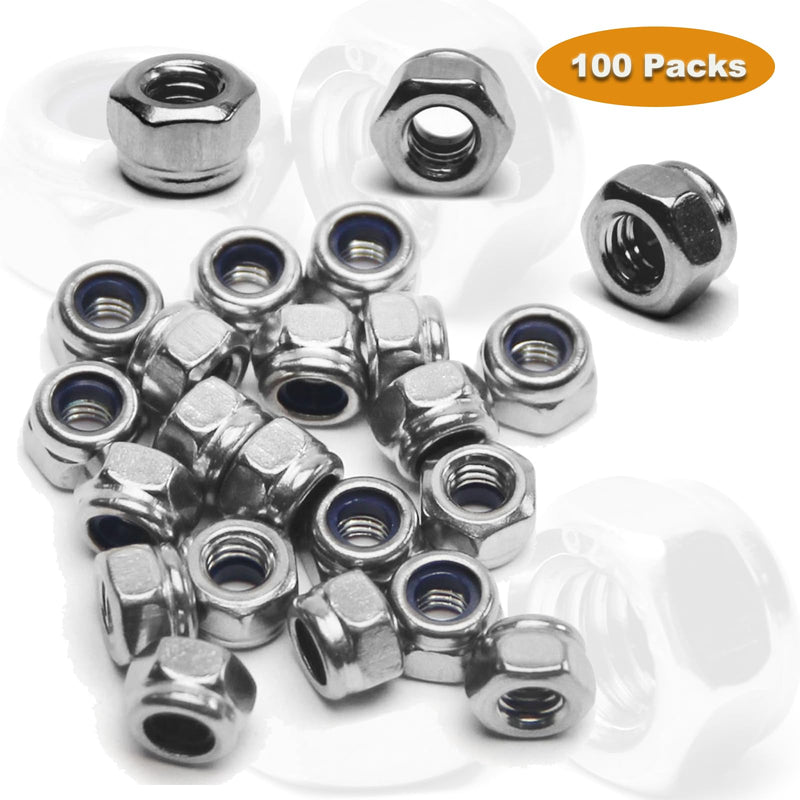 [Australia - AusPower] - 100PCS M4 Locknuts Metric Nylon Inserted Hex Lock Nuts Self-Lock Nylon Insert M4x0.7mm 304 Stainless Steel Self Locking 7mm Hex Nut Driver Tiny Nut for RC Cars 3D Printer 