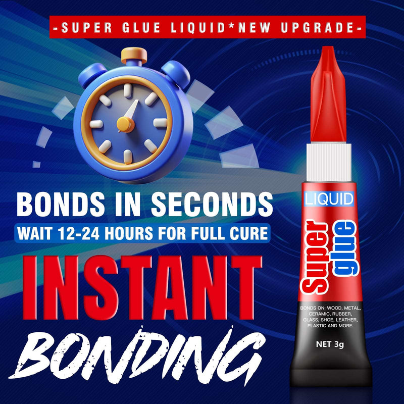 [Australia - AusPower] - 3 Gram (Pack of 12) Single Use Super Glue Liquid, Super Fast, Thin & Strong Adhesive Superglue, Cyanoacrylate Glue for Hard Plastics, DIY Craft, Ceramics, Leather, Metal Etc Pack of 12 
