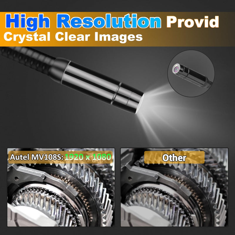 [Australia - AusPower] - Autel MaxiVideo MV108S Digital Inspection Camera, 2025 Upgrade MV108/ MV105S/ MV105, 2MP 1920x1080, IP67 Waterproof Industrial Endoscope, 39.37'' Flexible Snake Cable, Compatible w/Autel Scanner & PC 
