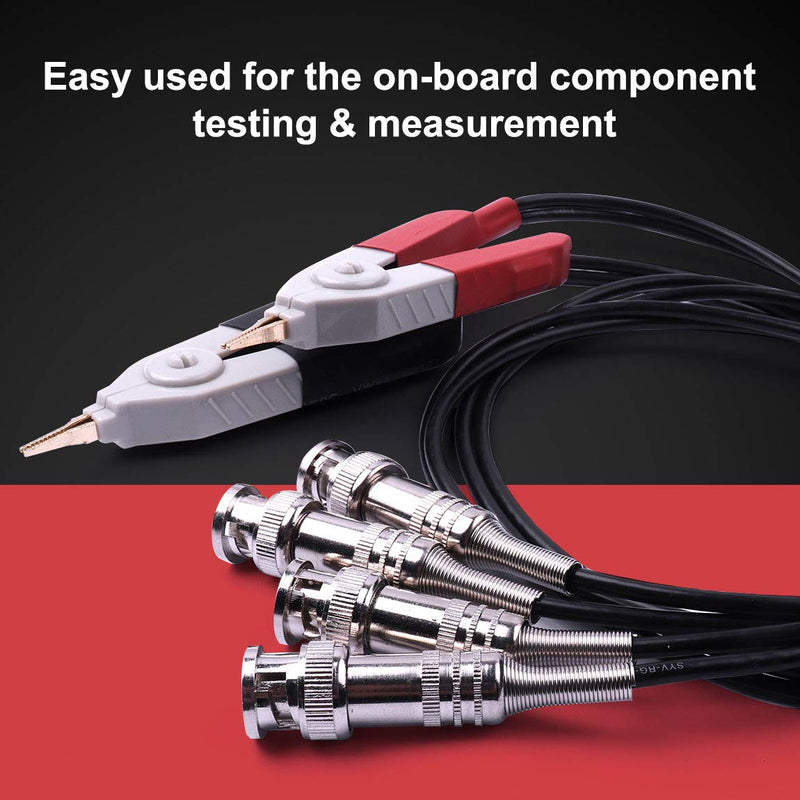 ATOPLEE 2pcs LCR Meter Test Leads Lead Clip Cable Terminal Probe Wires,with 4 BNC Electrician Test Leads Kit,Digital Electrical Test Probes Set for LCR Meter Multimeter (Pack of 2)