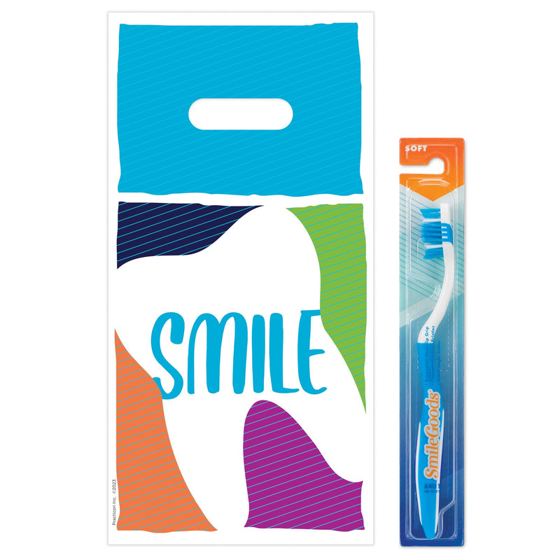 [Australia - AusPower] - Practicon Tilted Tooth 6" x 12" Dental Giveaway Bag, Dental Hygiene Patient Care Goodie Bag, Dentist Office Plastic Gift Bags, 100 Pack 6" x 12" 