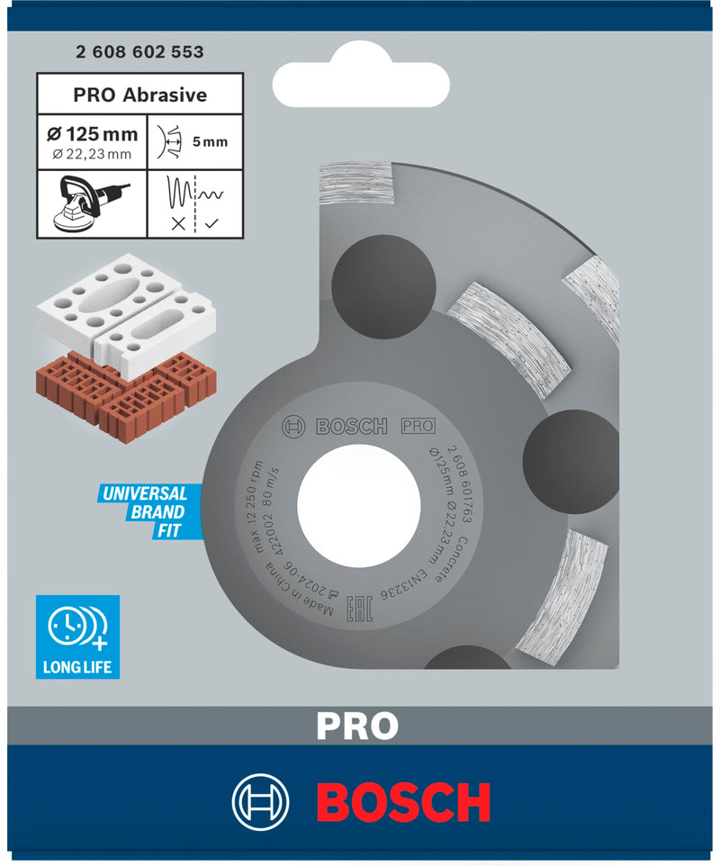 Bosch 2608602553 Diamond Grinding Head Expert for Abrasive 125 x 22.23 x 4.5 mm, Black