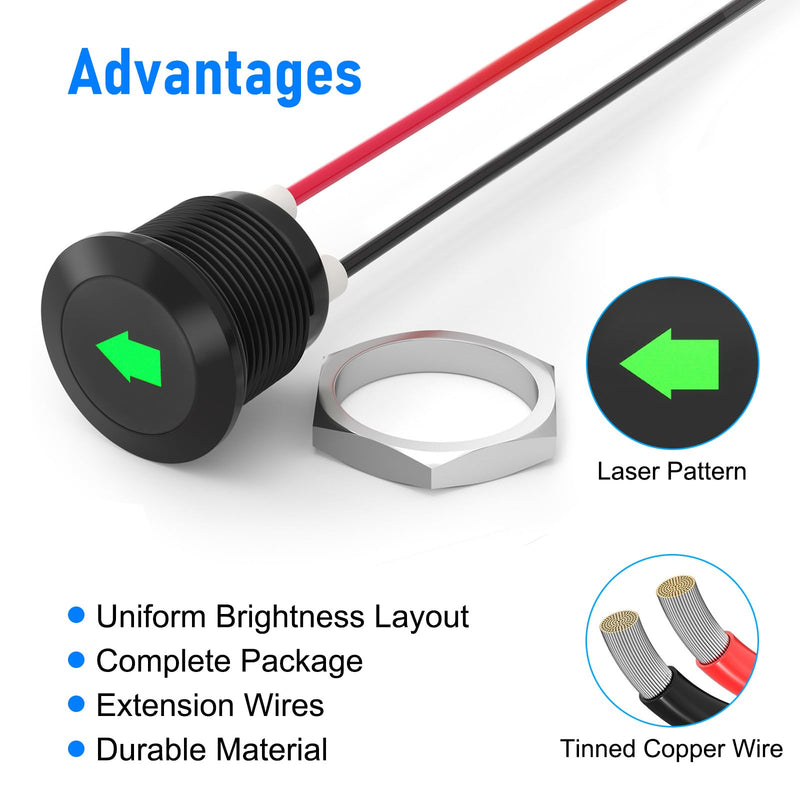 [Australia - AusPower] - Linkstyle 2PCS 12V LED Indicator Light, Waterproof 1/2" Panel Cutout Left/Right Signal Lamp with 310MM 26AWG Wires for Car Trucks 