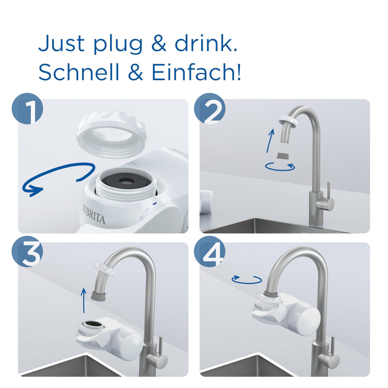 [Australia - AusPower] - BRITA Water Filter for Tap ON TAP V Includes 1 Filter Cartridge - For Sustainable Water with Better Taste/Reduces Small Particles, Metals & Taste-Impaying Substances 