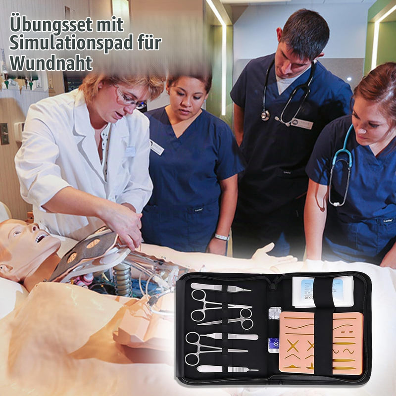 Surgical Suture Kit with Realistic Pad, Wound Suture Video Course, Suture Material Surgery, Wound Suture Exercise Kit, Suture Practice Kit, for Emergency Training and Medical Training