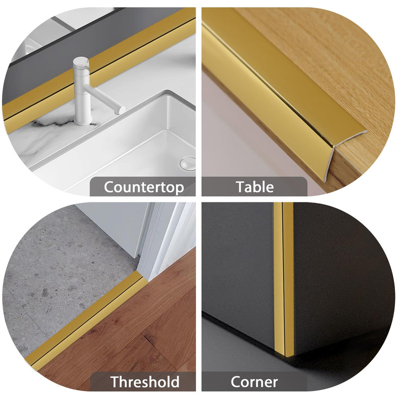 Gaahing Shiny Gold Multifunctional Molding Trim, Peel and Stick Inside Outside Corner Guards for Wall Table Edge Door Frame (16.4ft x 1.18inch) 16.4ft x 1.18inch