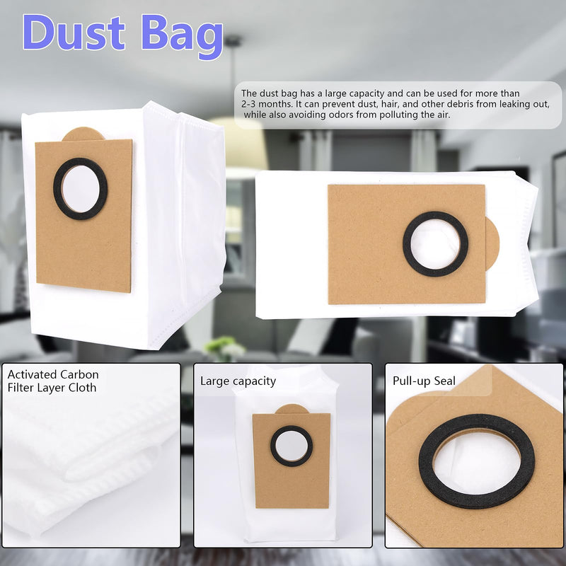 Replacement Parts Accessories Compatible with Lefant M3/ M3 MAX Robot Vacuum (2 Main Brush, 6 Hepa Filter, 6 Dust Bags, 8 Mop Pads, 6 Side Brushes,1 Screwdriver,1 Cleaning Brush) (M3/M3 MAX) M3/M3 Max