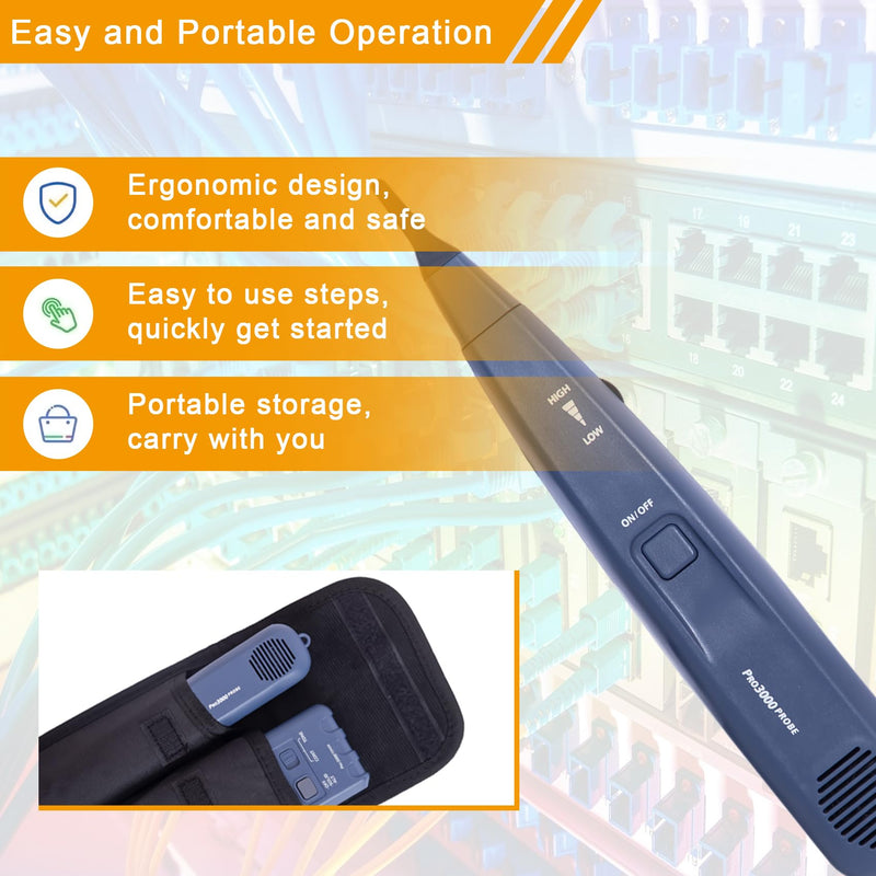 [Australia - AusPower] - Pro3000 Tone Generator and Probe Kit,Handheld Telephone Line Circuit Finder Audio Generator,Wire Toner and Probe Kit for Identifying and Tracing 