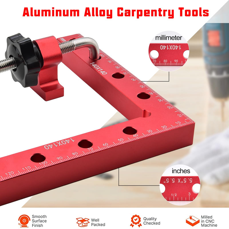 [Australia - AusPower] - 90 Degree Clamp Aluminum Alloy Corner Clamps for Woodworking,5.5" x 5.5"Carpenter Right Angle Clamping Square Tools for Box,Shelves,Picture frames,Drawers Cabinets Position (4 PACK) 14x14cm 4Pack 