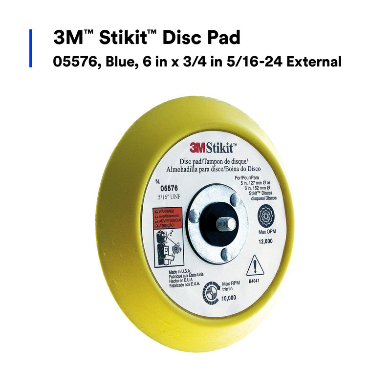 [Australia - AusPower] - 3M Stikit Disc Pad, 05576, 6 in, 3/4 in x 5/16-24 in, For PSA Discs, Sander, Durable Foam Body 
