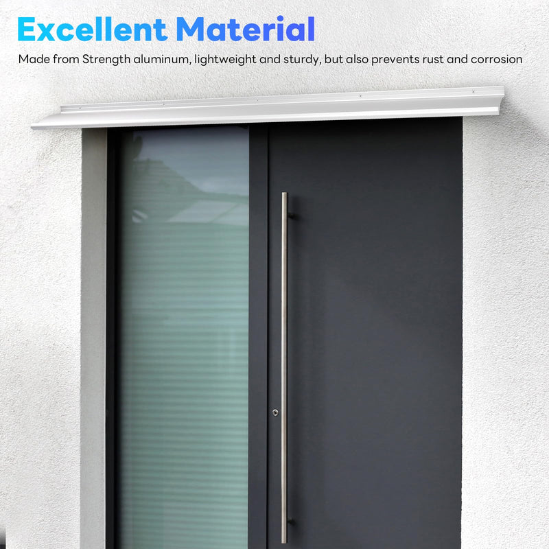 4" Extra-Wide Door Rain Drip Guard, 52" L Heavy Duty Aluminum Thickened Window Door Rain Deflector, Door Drip Cap, 0.8" Height Overhead Drip Edge (Silver) 1 52in-Silver