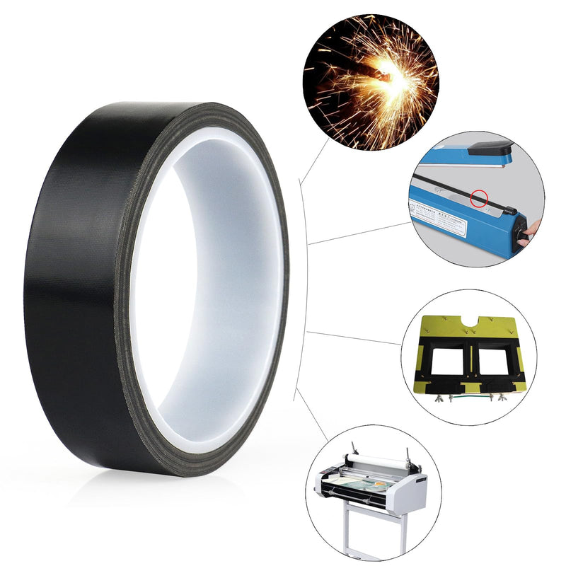 BOMEI PACK Black PTFE Teflonn Glass Cloth Tape, 1 Pack 1 "x 33 ft High Temperature PTFE Tape Abrasion Resistant Surface Protection for Vacuum Sealer Machine, Hand Impulse Sealers Insulation Coated 1inch x 33ft