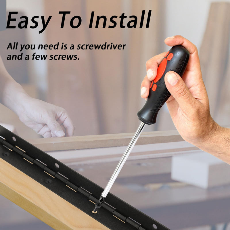 [Australia - AusPower] - 4 Inch 12 Pcs Piano Hinges?Black Long Hinges Heavy Duty with Hole for Cabinets Boat Marine Door,Box,French Window,0.04" Leaf Thickness 1.2'' Open Width 12PCS-4IN 