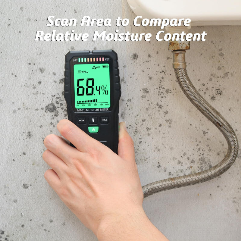 [Australia - AusPower] - Pinless Moisture Meters Non-Invasive Digital Wood Moisture Tester Water Leak Detector for Wall,Lumber, building,Firewood,Humidity Tester (Green) Green 