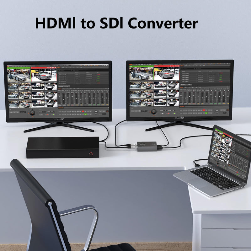 HDMI to SDI Converter, HDMI to 3G-SDI/HD-SDI Video Audio Converter 2.970 Gbit/s Audio Embedder Simultaneously Dual SDI Output Adapter Support 1080P for Camera Home Theater
