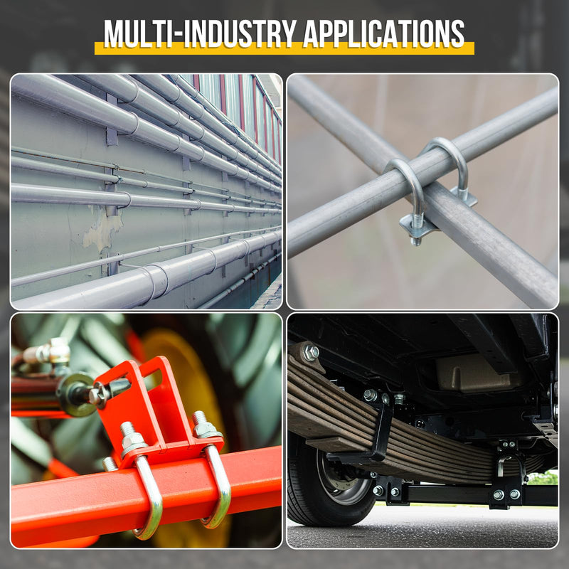 [Australia - AusPower] - M6x42x80mm U Bolts Square Kit - 4Set - Carbon Steel U-Bolt Kit with Nuts, Washers, Frame Plate - Good for DN42 Pipe, Trailer, Automotive, Leaf Spring Fastener M6x42x80mm DN42 4 