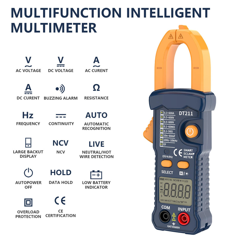 [Australia - AusPower] - IZIO Digital Clamp Meter Multimeter 5999 Count, Ampere Voltage Tester Auto Ranging with AC DC Voltage, AC Current,Resistance,Capacitance,Continuity,Live Wire Test, NCV,Non-Contact Voltage Tester, Blue 