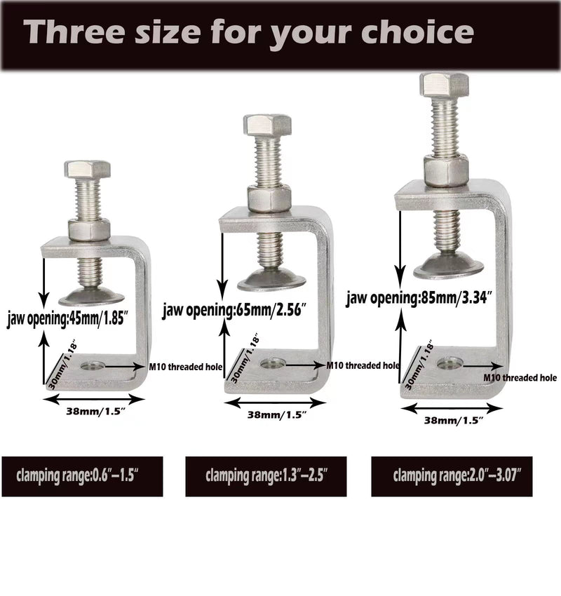 [Australia - AusPower] - C Clamps Heavy Duty Stainless Steel - Small Metal Clamps With Screws, Wide Jaw Opening Tiger Clamp For Woodworking , Clamps for Crafts (2pcs) 45mm 