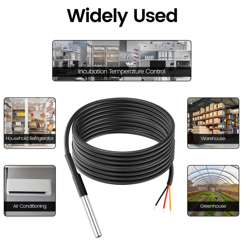 Aideepen 5 x Temperature Sensors, 5 m Cable, Waterproof Temperature Sensor, Digital Stainless Steel Temperature Sensor, Compatible with Arduino and Raspberry Pi, Includes E-Book, Compatible with Shelly 5 pieces 5 m
