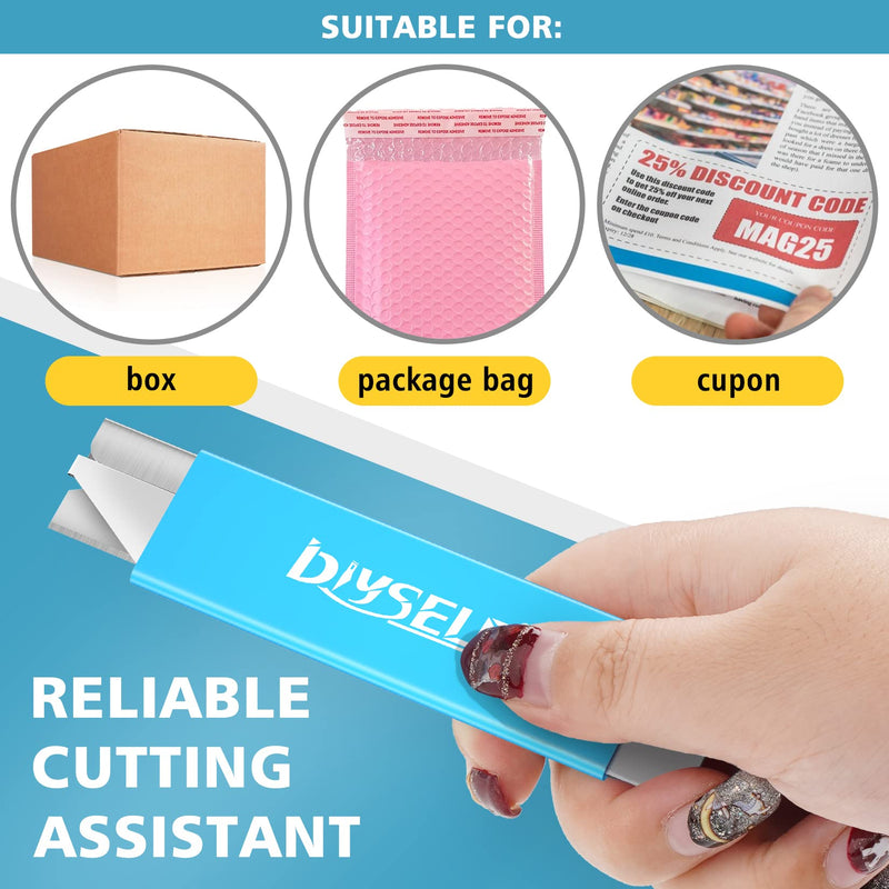 [Australia - AusPower] - DIYSELF Box Cutters, 12 Pack Box Cutter Retractable, Box Cutters Knife with Single Edge Razor Blade, Utility Knife All Metal Shell, Letter Opener for Packages, Boxes, and Paper 12-Pack Blue 