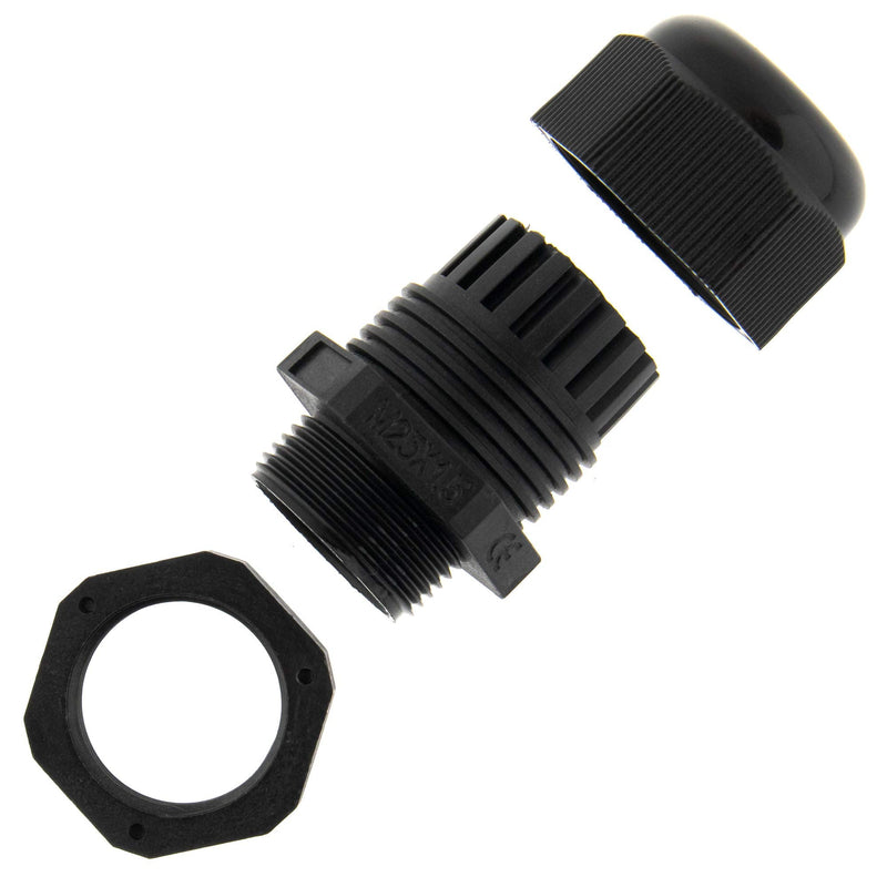 10 x Cable Glands M25 12-17 mm Black Metric Cable Gland