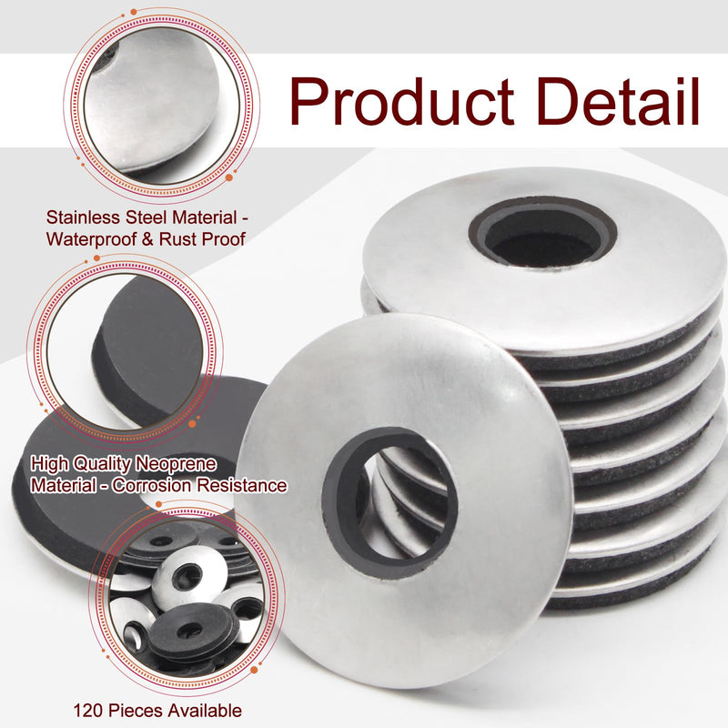 [Australia - AusPower] - #10 x 1/2" Neoprene EPDM Bonded Sealing Washers, 100 PCS Stainless Steel 0.19" x 0.55" Waterproof Gasket Assortment Kit 0.19" x 0.55" (100 pcs) 