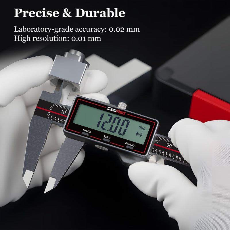[Australia - AusPower] - Wireless Digital Caliper, 200mm/8inch Stainless Steel Precision Measuring Tool with Data Output, Inch/MM Conversion, Zero Reset, Auto Off, for DIY, Woodworking, Jewelry Making 
