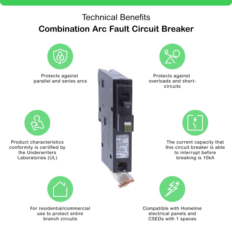[Australia - AusPower] - Square D by Schneider Electric HOM120CAFIC Homeline 20 Amp Single-Pole CAFCI Circuit Breaker 