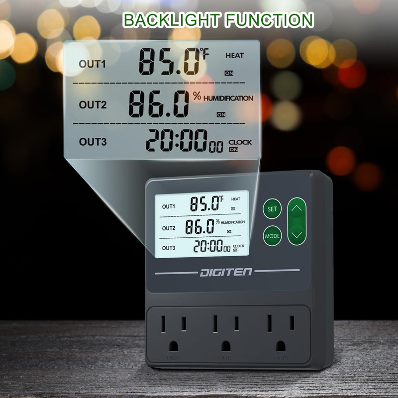 [Australia - AusPower] - Dual Probe Temperature & Humidity Controller, Independent Sensors for Precise Temperature and Humidity Control, Compatible with Humidifiers, Dehumidifiers, Heating & Cooling Systems 