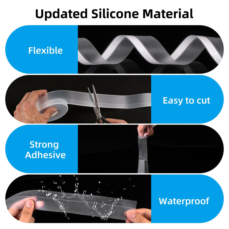 Clear Silicone Weather Stripping Seal Door Tape - Strong Adhesive Door & Window Seal Strip for Draft Stopper, Dustproof | Peel & Stick, Removable, No-Residue [33Feet x 45mm] 10M x 45mm