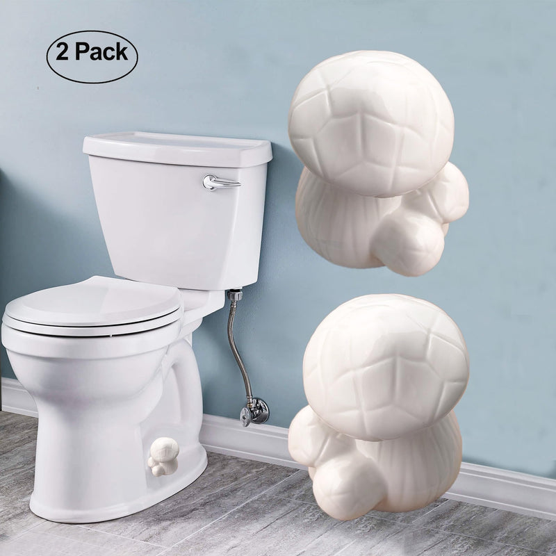 ZUNON Toilet Bolt Caps, Decorative Toilet Bolt Covers, Ceramic Cute Frog Covers Toilet Bolts Bathroom Decor Easy Installation Set of 2 (White Mushroom 2PCS) White Mushroom 2pcs