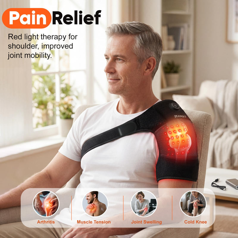 [Australia - AusPower] - FEANGLI Red-Light-Therapy, Infrared Light Knee Brace Wireless Rechargeable for Knee Shoulder Pain Relief, 660nm & 850nm Infrared Therapy Heated Device for Knee/Shoulder/Joint/Elbow,Gifts for Women Men 1 Pack 