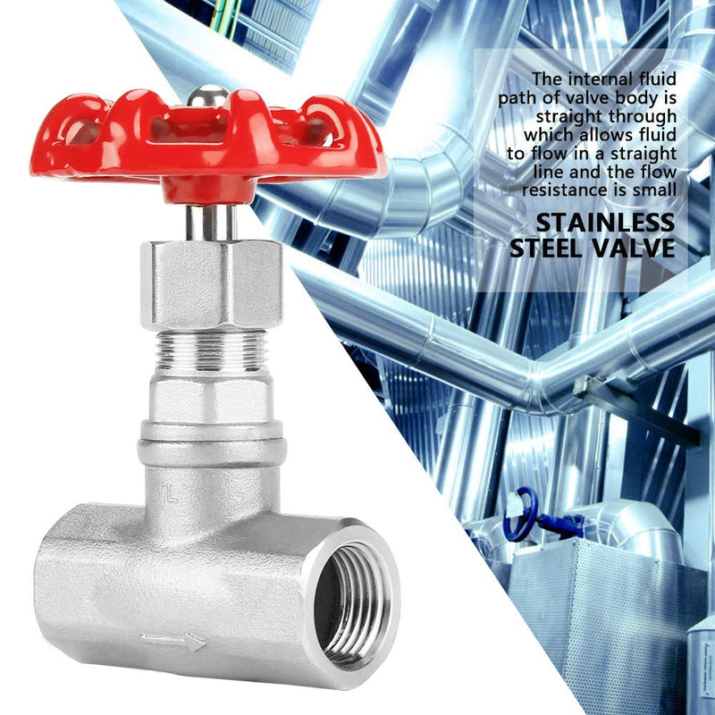 1/2" DN15 Globe Valves, 304 Stainless Steel Shut-off Valves Female Threaded Gate Valve for Water, Oil, Gas - -29~180℃