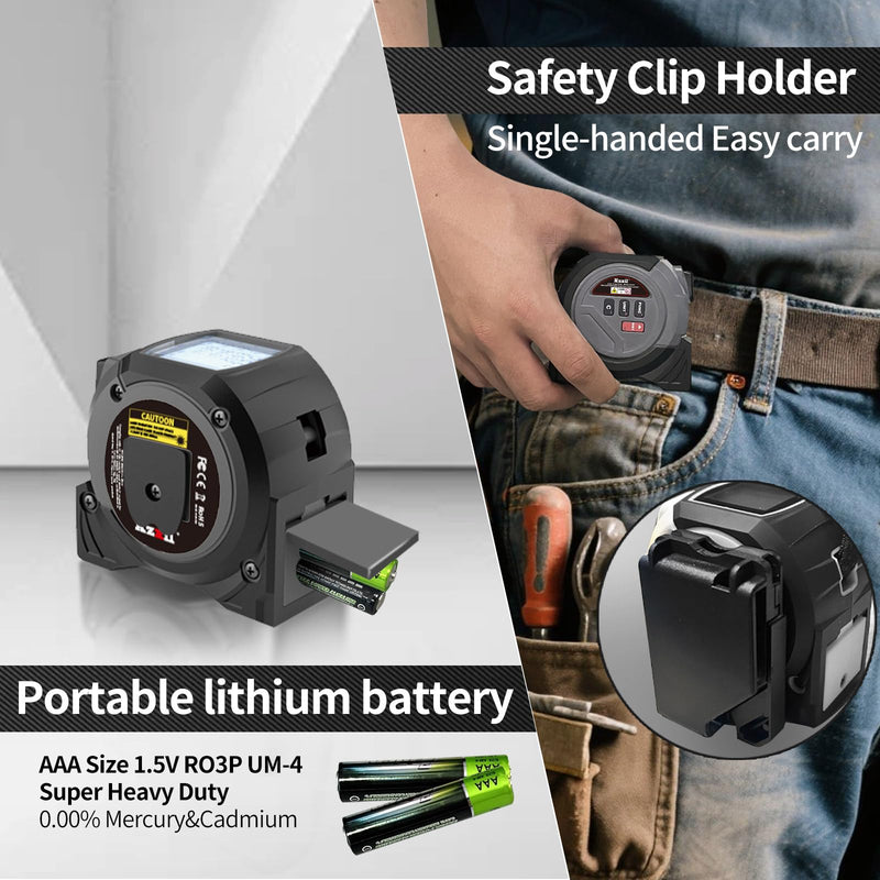 Laser Tape Measure 3 in 1 Laser Rangefinder Tape Measure Grey