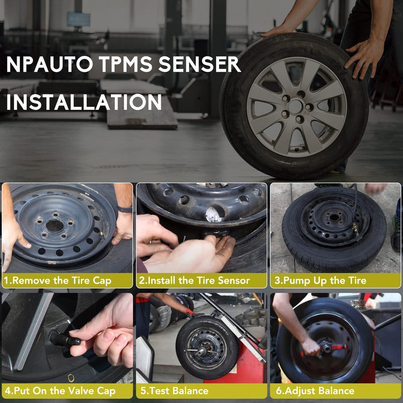 NPAUTO TPMS Sensor Fits for RAM 1500 2500 3500 4500 5500 Jeep Cherokee 2014 2015 2016 2017 2018-2022, 4Pcs Tire Pressure Sensors Replace# 68249197AA 68239720AA Tire Pressure Monitoring System 434MHz