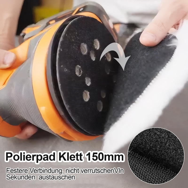 Yufqopc Polishing Pads 150 mm – Pack of 5 Lambswool Polishing Pads Velcro, White | Wolle Polierscheiben Polierhauben Polieraufsatz Exzenterschleifer für Auto, Autoscheinwerfer, Korkböden,Marmor, Edelstahl 150mm